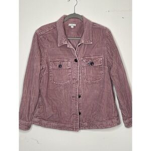 LL Beans Women's Signature Pink Corduroy Button Up Jacket Large